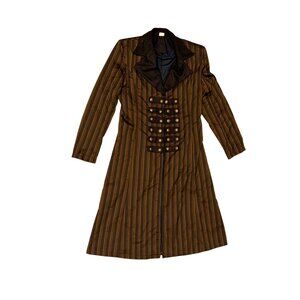 Spirit Halloween Steampunk Ringmaster Tailcoat Stripe Military Button Jacket
